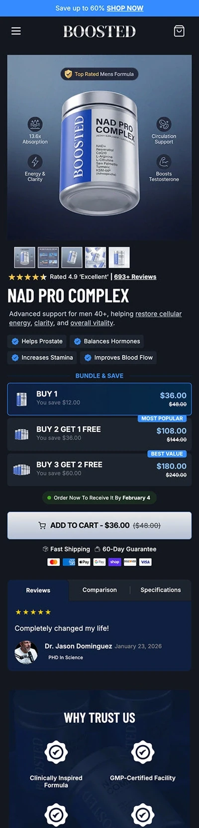 Boosted wellness landing page design reference