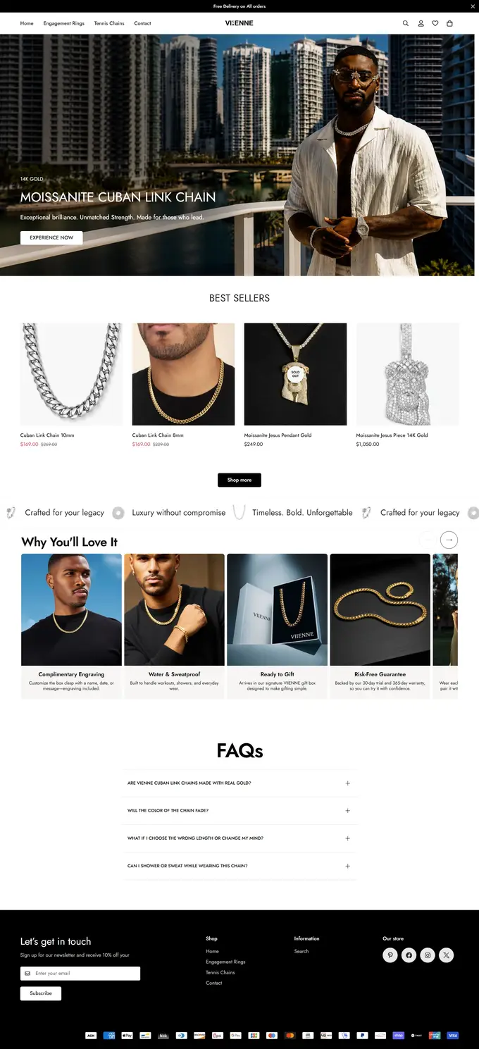 Viienne Jewelry ecommerce Shopify homepage full-page screenshot
