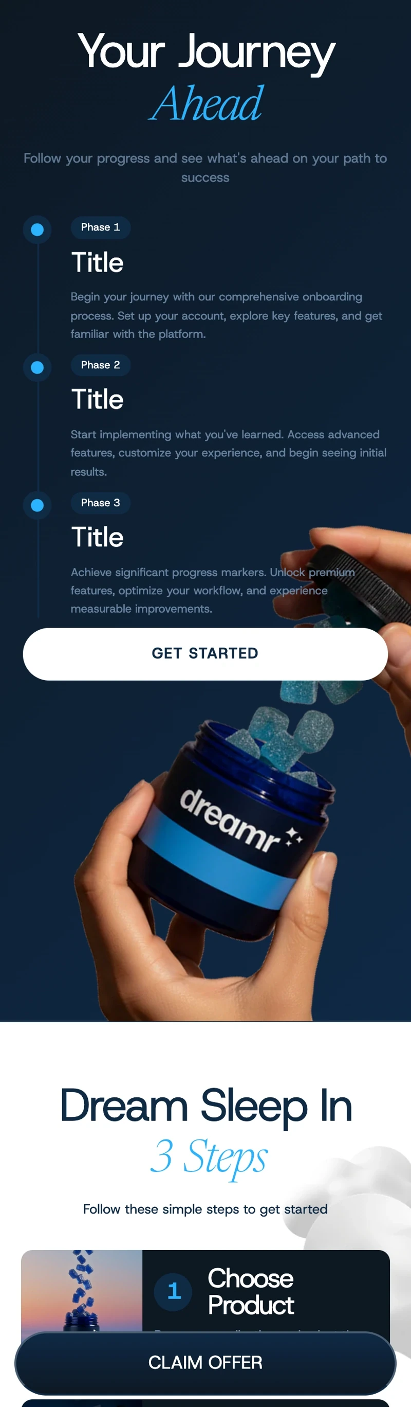 Dreamr homepage reference demo from the supplied showcase